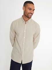 Threadbare Cream Linen Blend Long Sleeve Shirt - Image 1 of 4
