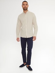 Threadbare Cream Linen Blend Long Sleeve Shirt - Image 3 of 4