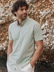 Threadbare Green Short Sleeve 100% Cotton Shirt - Image 3 of 4