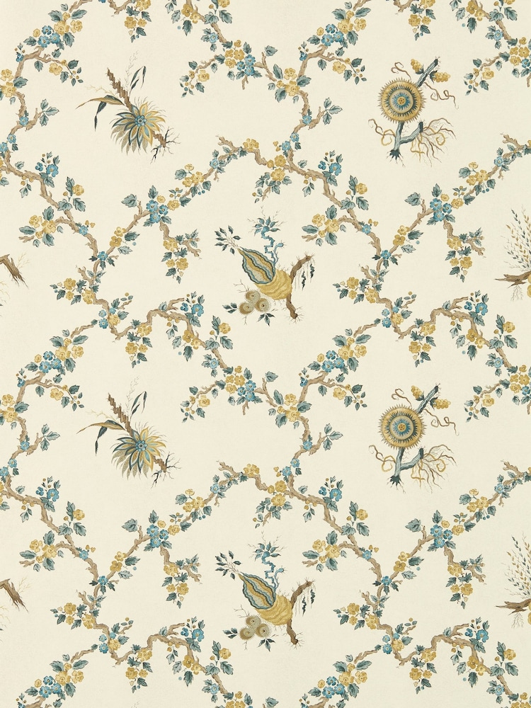Sanderson Chamomile Chalk Trelliage Giles Deacon Wallpaper Sample - Image 1 of 1
