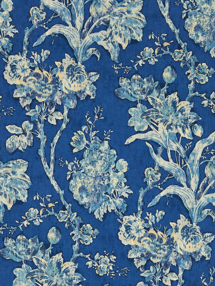 Sanderson Smalt Fringed Tulip Toile Giles Deacon Wallpaper Sample - Image 1 of 1