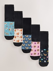 Autumn Animals Footbed Ankle Socks 5 Pack - Image 1 of 8