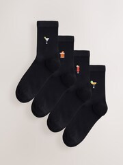 Cockails Embroidered Motif Ankle Socks 4 Pack - Image 1 of 7