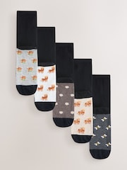 Hamish Highland Cow Footbed Ankle Socks 5 Pack - Image 1 of 8