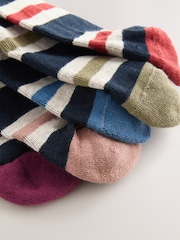 Blue/Ecru Striped Cushioned Sole Comfort Socks 5 Pack - Image 2 of 8