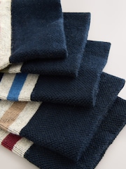 Blue/Ecru Striped Cushioned Sole Comfort Socks 5 Pack - Image 3 of 8