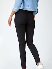 Roman Black Elastic Waist Stretch Denim Leggings - Image 3 of 5
