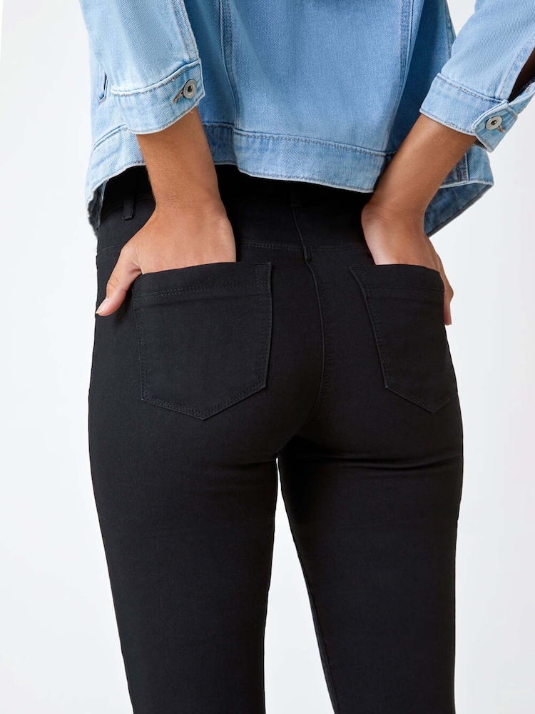 Roman Black Elastic Waist Stretch Denim Leggings - Image 5 of 5