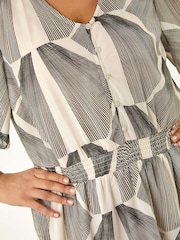 Roman Grey Curve Abstract Button Detail Midi Dress - Image 5 of 5