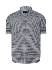 BadRhino Big & Tall Blue Jacquard Stripe Revere 100% Cotton Shirt - Image 2 of 2