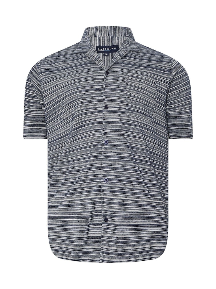 BadRhino Big & Tall Blue Jacquard Stripe Revere 100% Cotton Shirt - Image 2 of 2