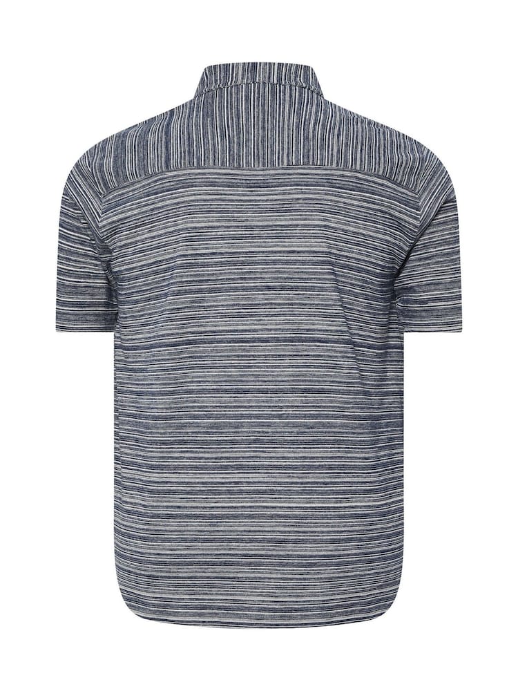 BadRhino Big & Tall Blue Jacquard Stripe Revere 100% Cotton Shirt - Image 6 of 6 BadRhino Big & Tall Blue Jacquard Stripe Revere 100% Cotton Shirt - Image 6 of 6