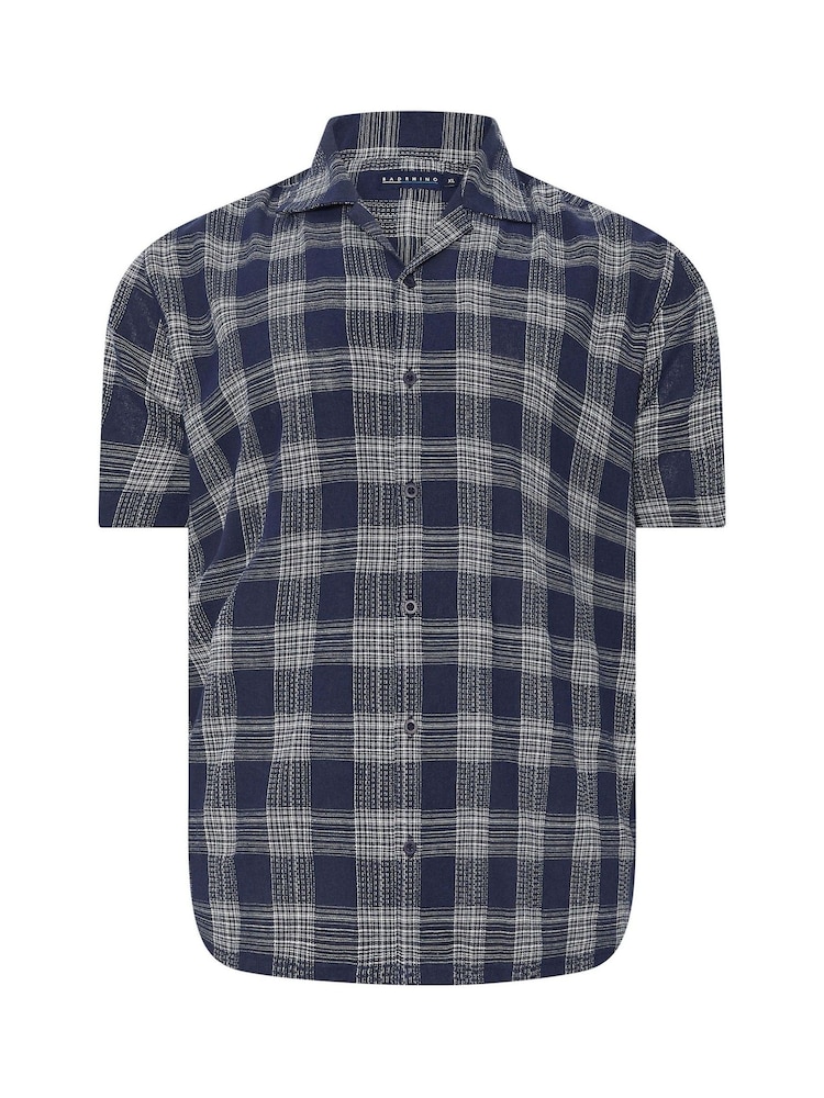 BadRhino Big & Tall Blue Seersucker Check 100% Cotton Shirt - Image 1 of 2