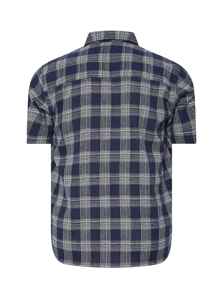 BadRhino Big & Tall Blue Seersucker Check 100% Cotton Shirt - Image 2 of 2