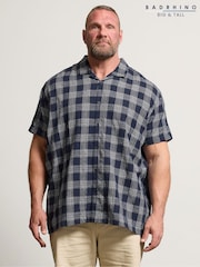 BadRhino Big & Tall Blue Seersucker Check 100% Cotton Shirt - Image 1 of 8