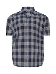 BadRhino Big & Tall Blue Seersucker Check 100% Cotton Shirt - Image 4 of 8
