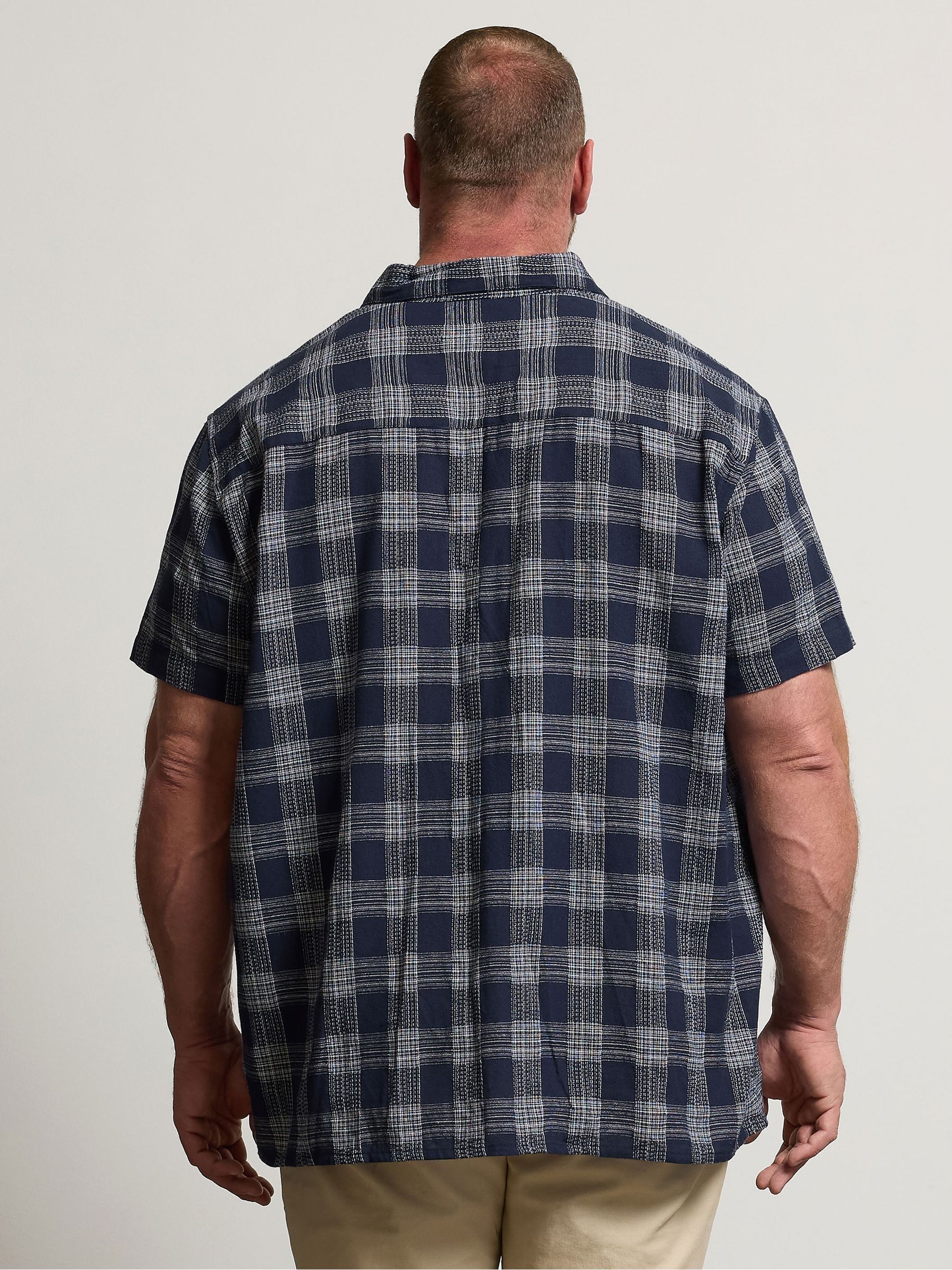 Buy BadRhino Big & Tall Blue Seersucker Check 100% Cotton Shirt