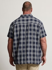 BadRhino Big & Tall Blue Seersucker Check 100% Cotton Shirt - Image 6 of 8