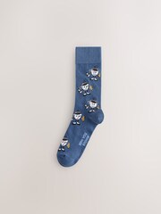 Blue/Green/Red Breakfast Conversational Pattern Socks 5 Pack - Image 6 of 8