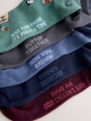 Blue/Green/Red Breakfast Conversational Pattern Socks 5 Pack - Image 8 of 8