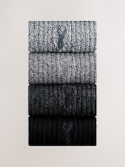 Grey Twisted - Stag Embroidered Heavyweight Socks 4 Pack - Bild 1 von 8