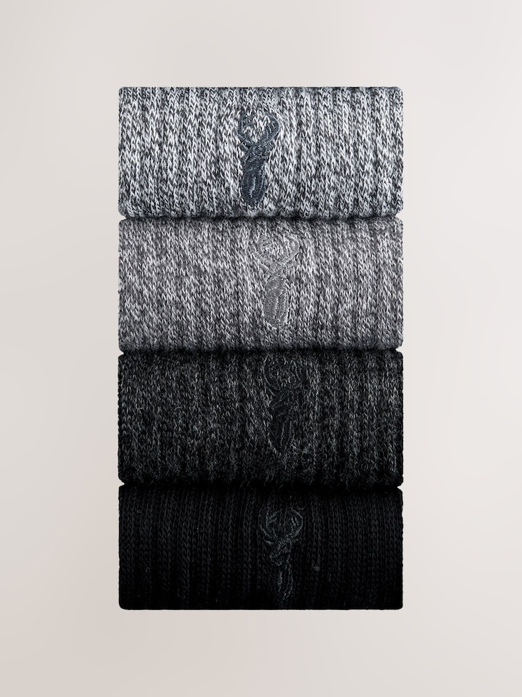 Grey Twisted - Stag Embroidered Heavyweight Socks 4 Pack - Bild 1 von 8