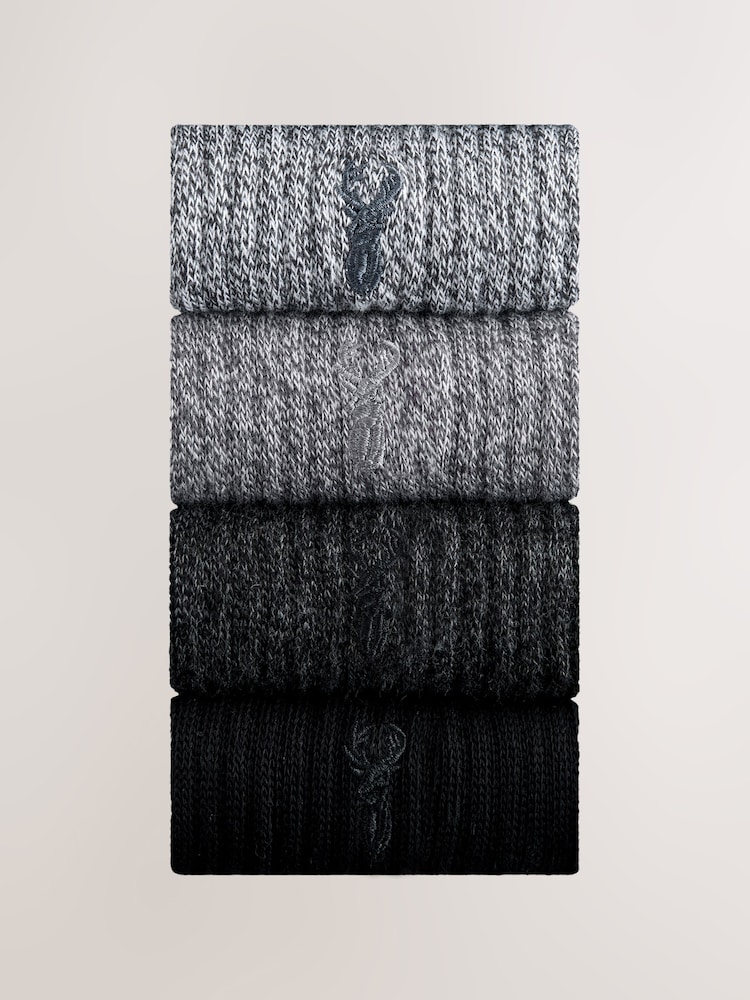 Grey Twisted Heavyweight Socks 4 Pack - Image 1 of 8 Grey Twisted Heavyweight Socks 4 Pack - Image 1 of 8
