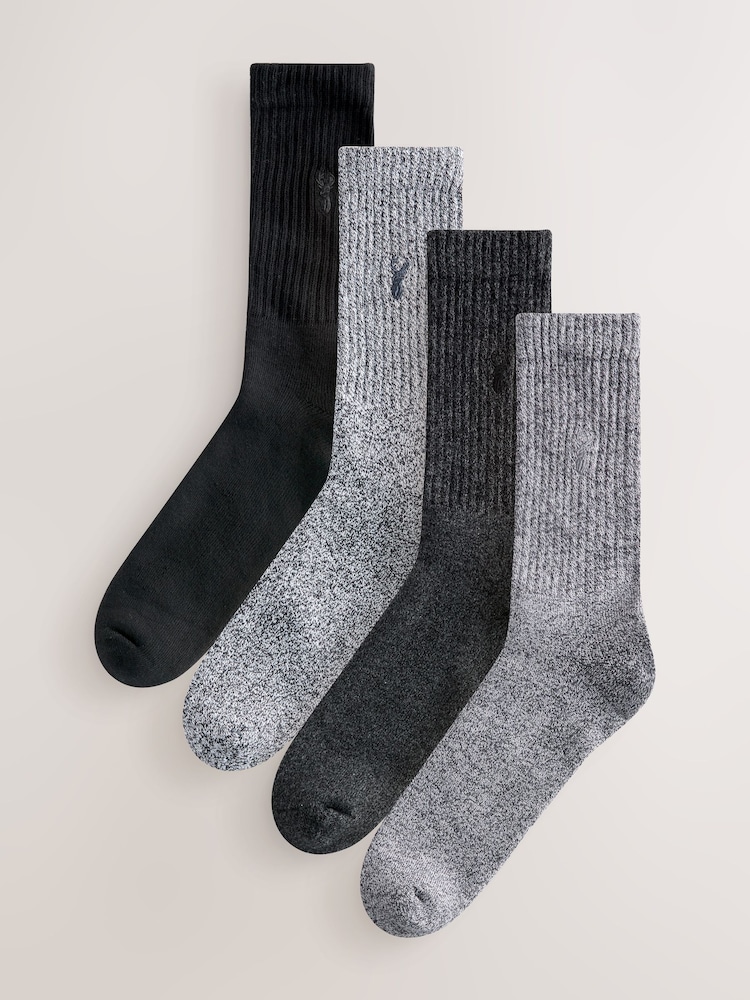 Grey Twisted - Stag Embroidered Heavyweight Socks 4 Pack - Bild 2 von 8