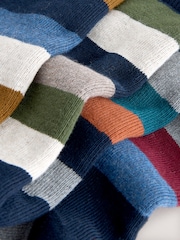 Blue/Green/Orange Rugby Stripe Heavyweight Socks 4 Pack - Image 2 of 7