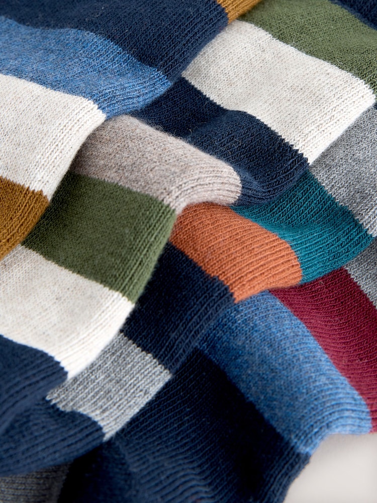 Blue/Green/Orange Rugby Stripe Heavyweight Socks 4 Pack - Image 2 of 7