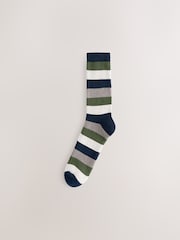 Blue/Green/Orange Rugby Stripe Heavyweight Socks 4 Pack - Image 4 of 7