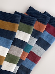 Blue/Green/Orange Rugby Stripe Heavyweight Socks 4 Pack - Image 7 of 7
