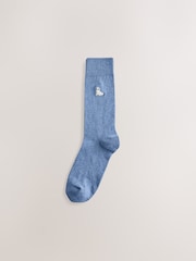 Grey/Blue Twisted Arctic Animal Embroidered Socks 8 Pack - Image 4 of 11