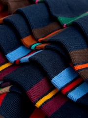 Blue/Red/Brown Striped Pattern Socks 8 Pack - Image 11 of 11