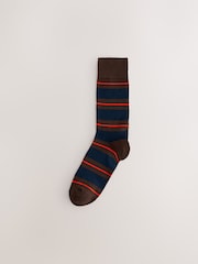 Blue/Red/Brown Striped Pattern Socks 8 Pack - Image 2 of 11