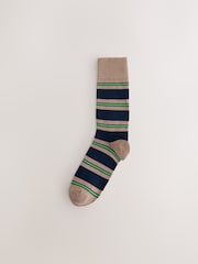 Blue/Red/Brown Striped Pattern Socks 8 Pack - Image 4 of 11