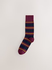 Blue/Red/Brown Striped Pattern Socks 8 Pack - Image 5 of 11