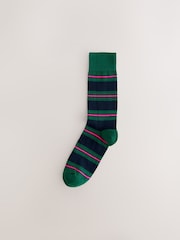 Blue/Red/Brown Striped Pattern Socks 8 Pack - Image 8 of 11