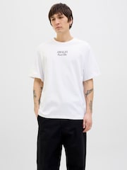 JACK & JONES White Back Print Hand Drawn Graphic 100% Cotton T-Shirt - Image 2 of 7