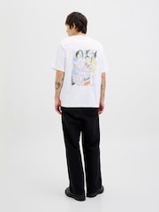 JACK & JONES White Back Print Hand Drawn Graphic 100% Cotton T-Shirt - Image 3 of 7