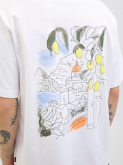 JACK & JONES White Back Print Hand Drawn Graphic 100% Cotton T-Shirt - Image 5 of 7