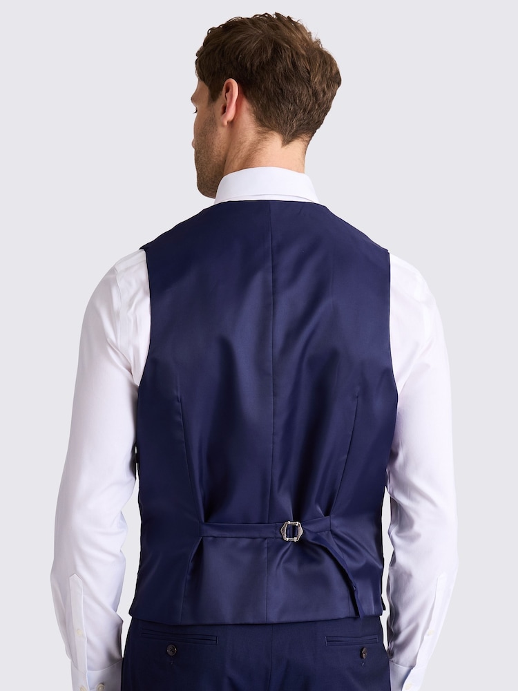 MOSS Blue Tailored Fit Stretch Waistcoat - Image 2 of 3
