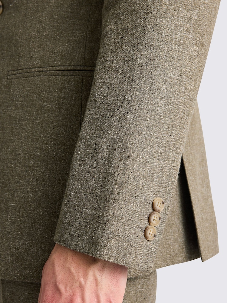 MOSS Green Relaxed Fit Cotton Linen Jacket - Image 4 of 4