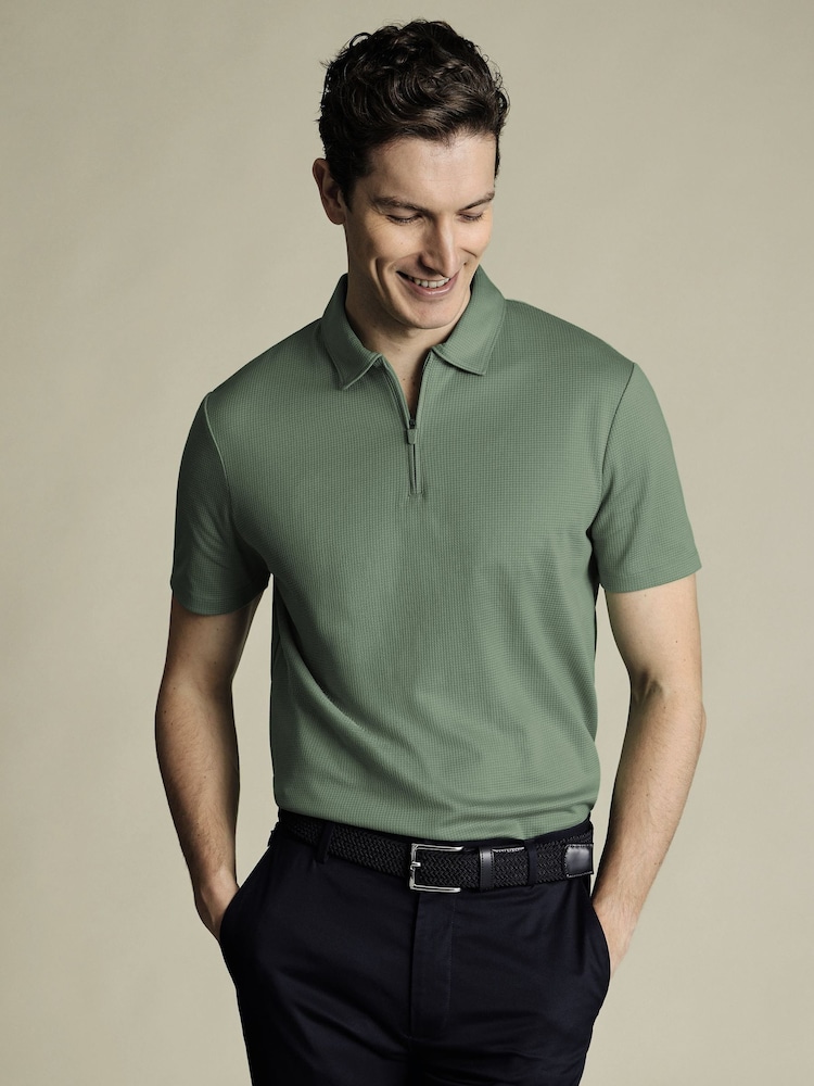 Charles Tyrwhitt Green Performance Polo Shirt - Image 1 of 5