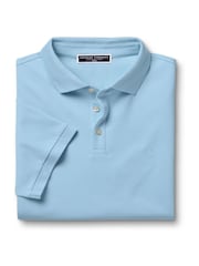 Charles Tyrwhitt Blue Short Sleeve Stretch Pique Polo Shirt - Image 4 of 5