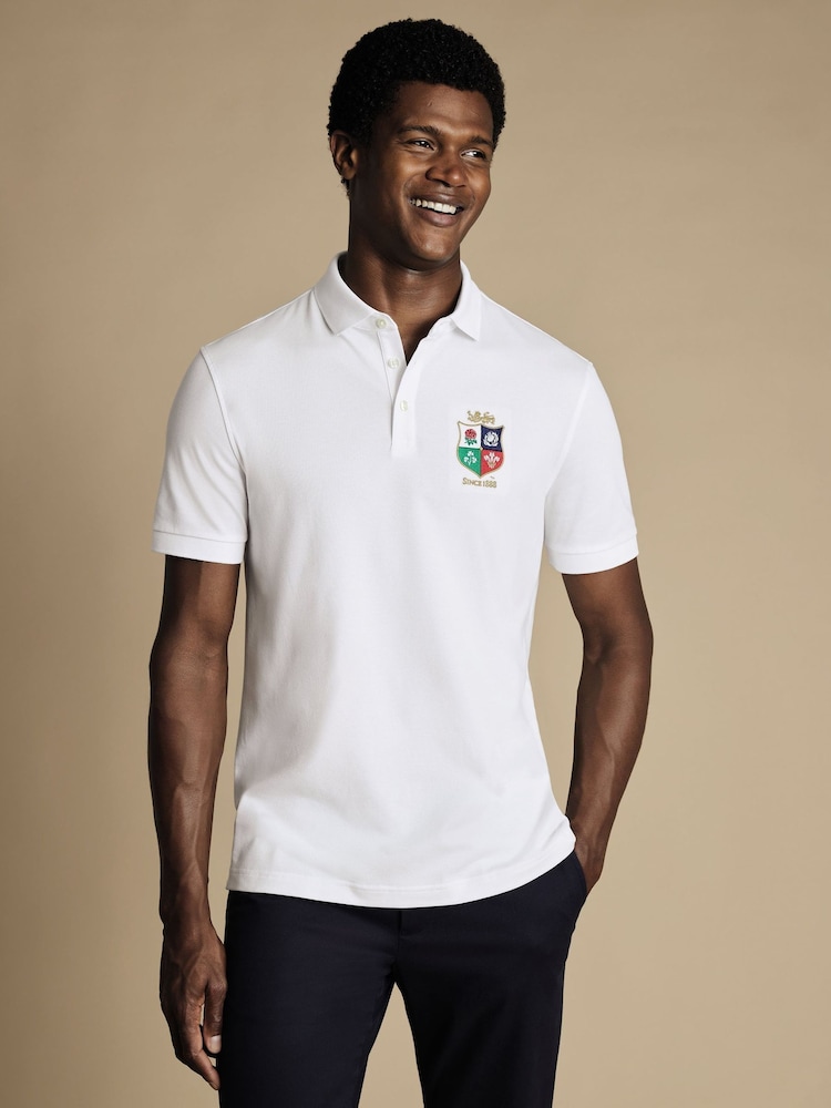 Weiß - Charles Tyrwhitt The Lions Print TM Pique Polo Shirt - Bild 1 von 5