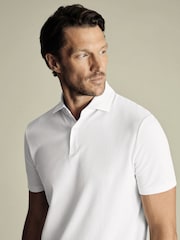 Charles Tyrwhitt White Short Sleeve Smart Pique Polo Shirt - Image 2 of 5
