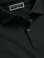 Charles Tyrwhitt Green Short Sleeve Smart Pique Polo Shirt - Image 3 of 5