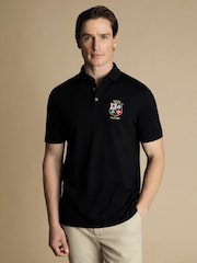 Schwarz - Charles Tyrwhitt The Lions Print TM Pique Polo Shirt - Bild 1 von 5