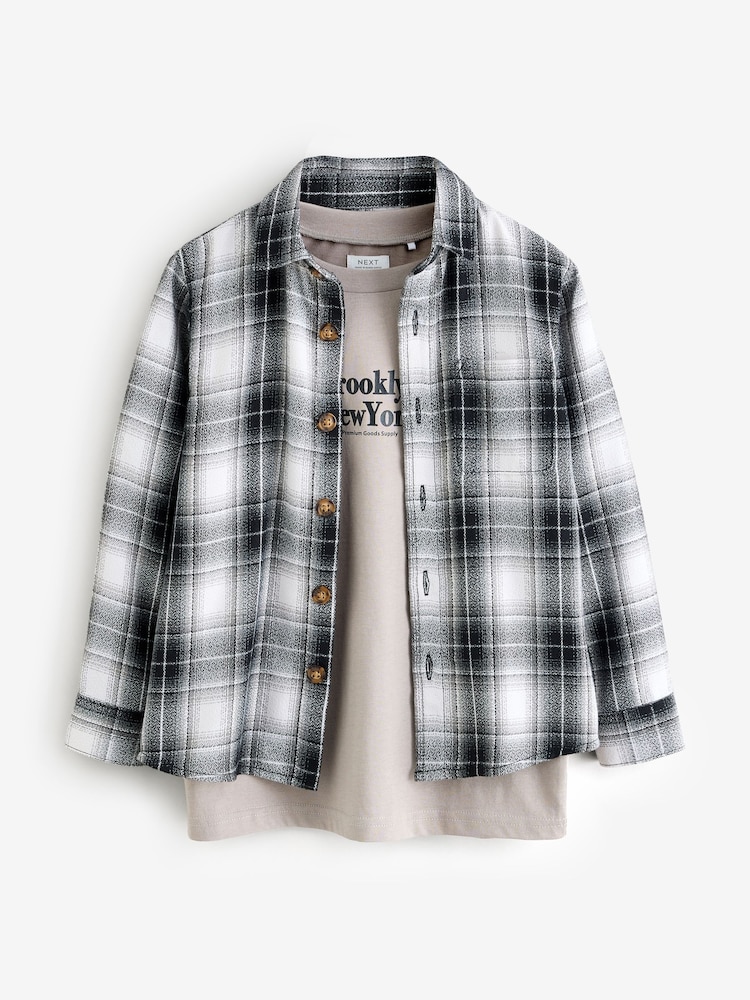 Grey Checkered Shirt and T-Shirt - Image 1 of 2